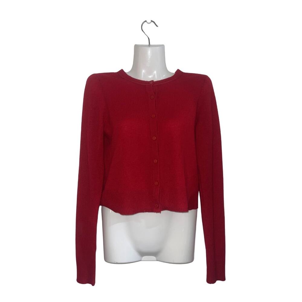 Joe's Jeans the Dani Cashmere Button Crop Cardigan Holiday Red Size Small Preppy